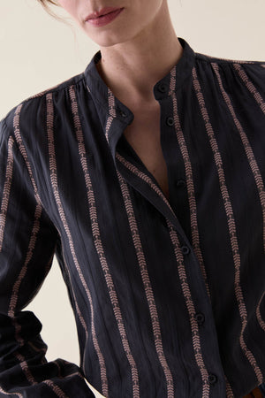 Aldwick Charcoal Stripe Nehru Shirt