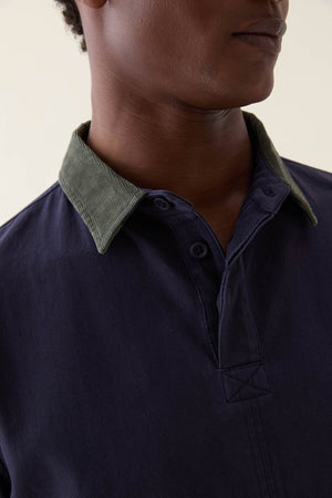 Alford Navy Herringbone Deck Shirt