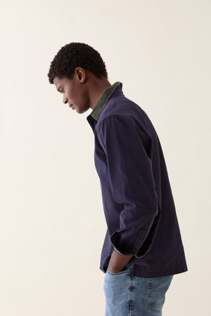 Alford Navy Herringbone Deck Shirt