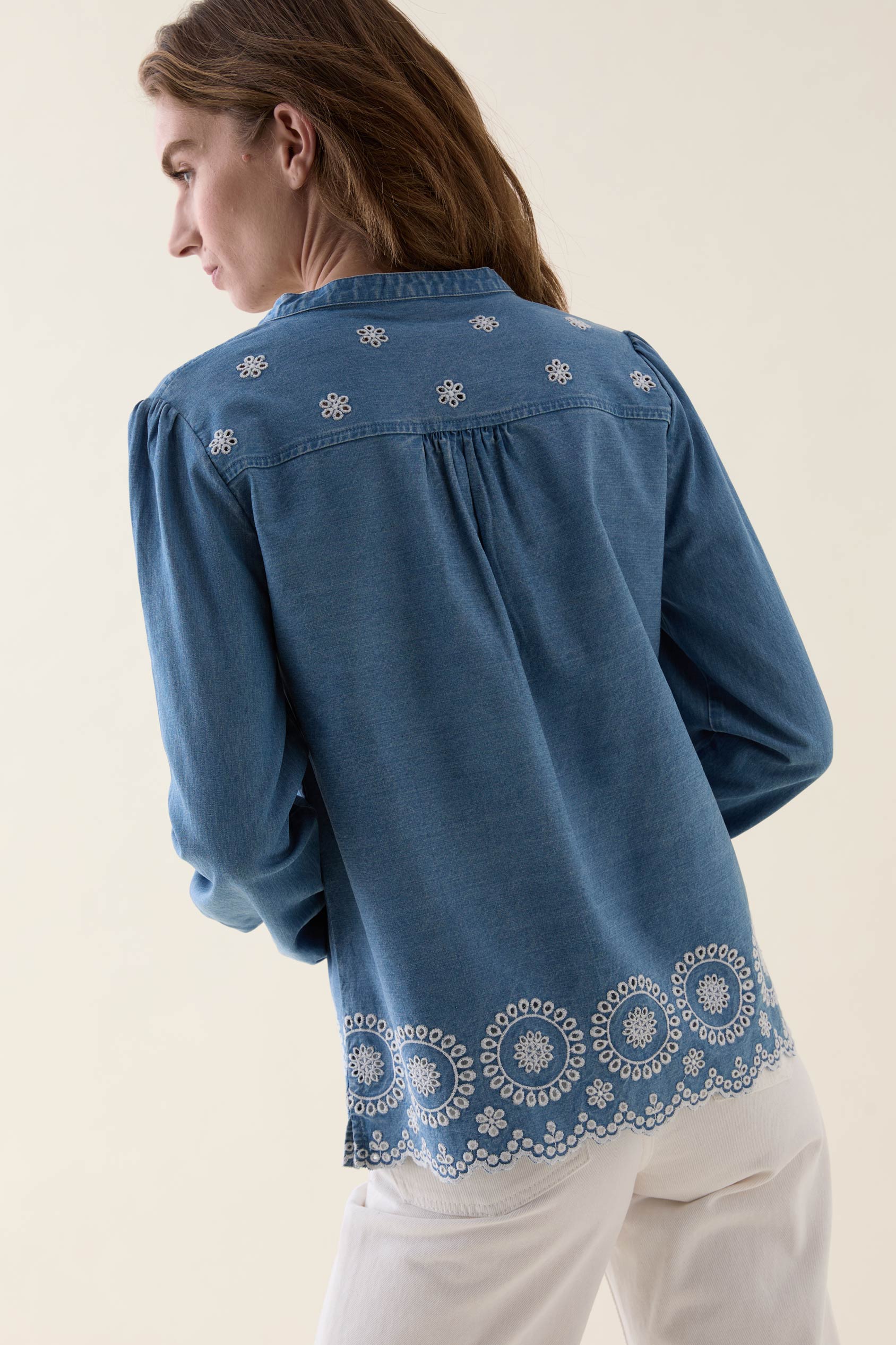 Amberley Denim Broderie Blouse