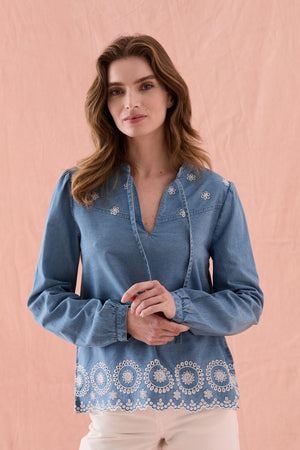 Amberley Denim Broderie Blouse