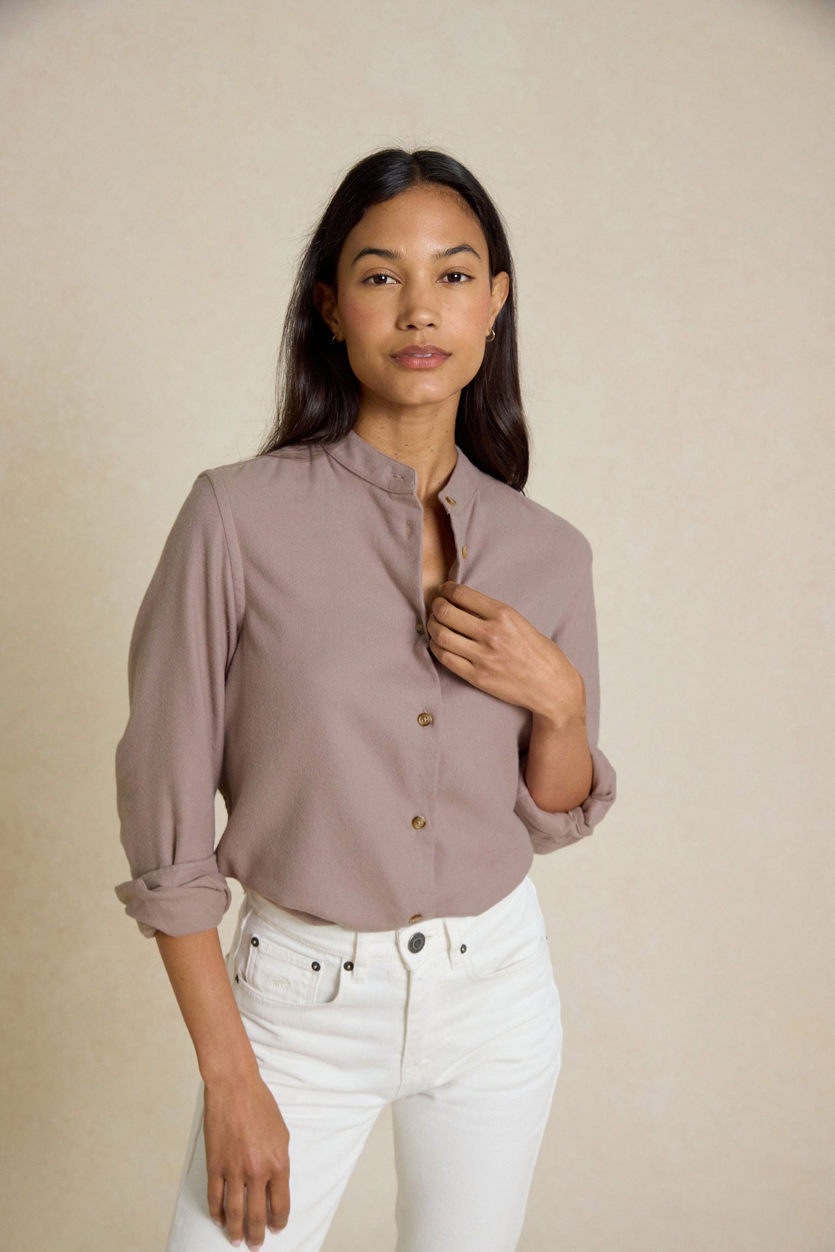 Bibury Taupe Nehru Shirt