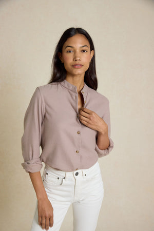 Upgrade your style with the Bibury Taupe Nehru Shirt. Crafted from a soft brushed cotton twill and featuring a stylish Nehru collar - this shirt is the perfect blend of elegance and comfort.