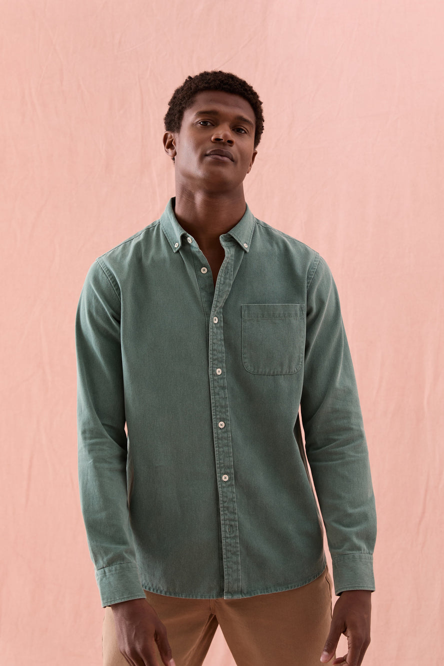 Broadleaf Washed Emerald Twill Shirt