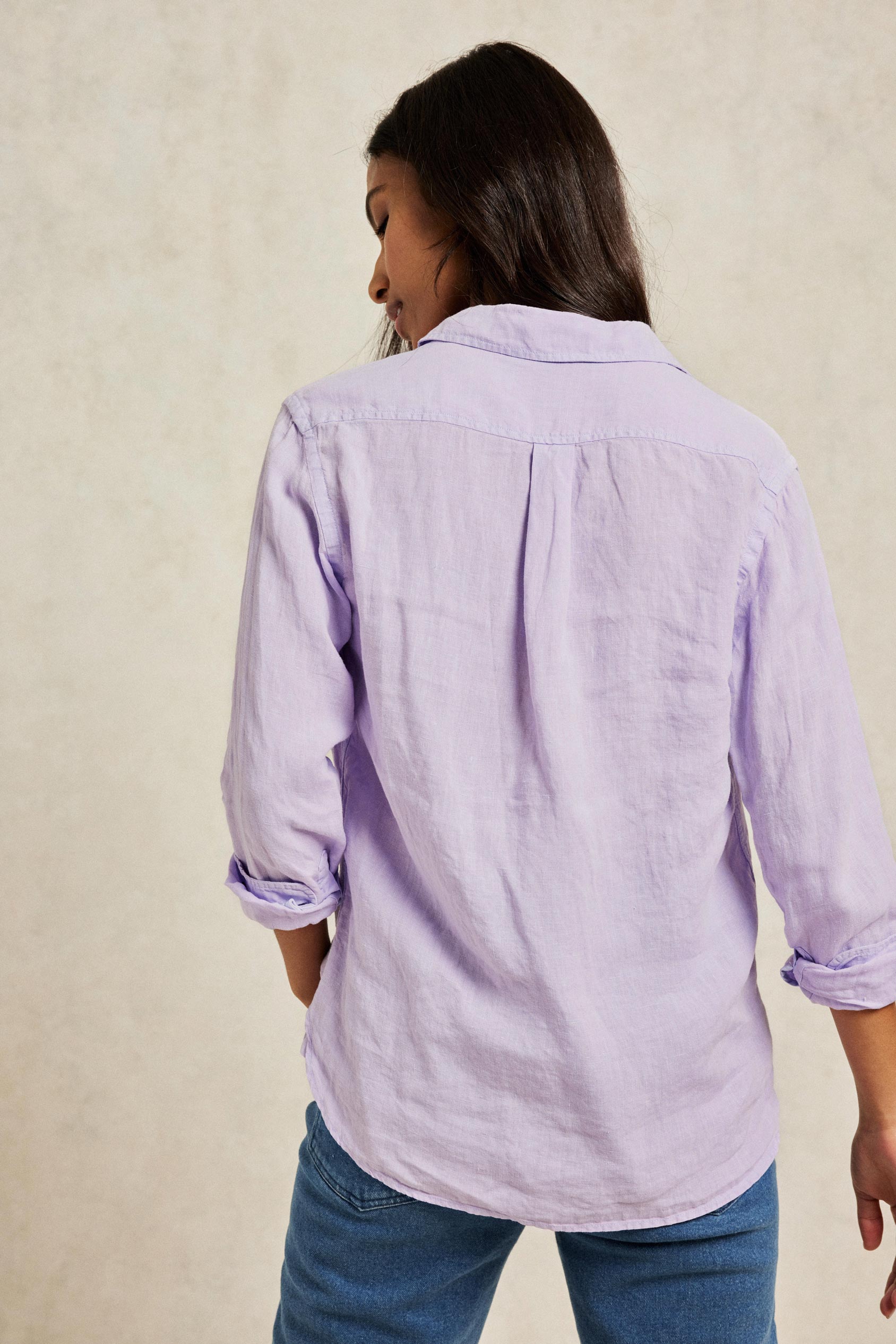 Lavender shirt outfit women's fashion