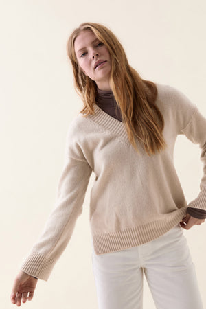 Burwood Ecru V Neck Jumper