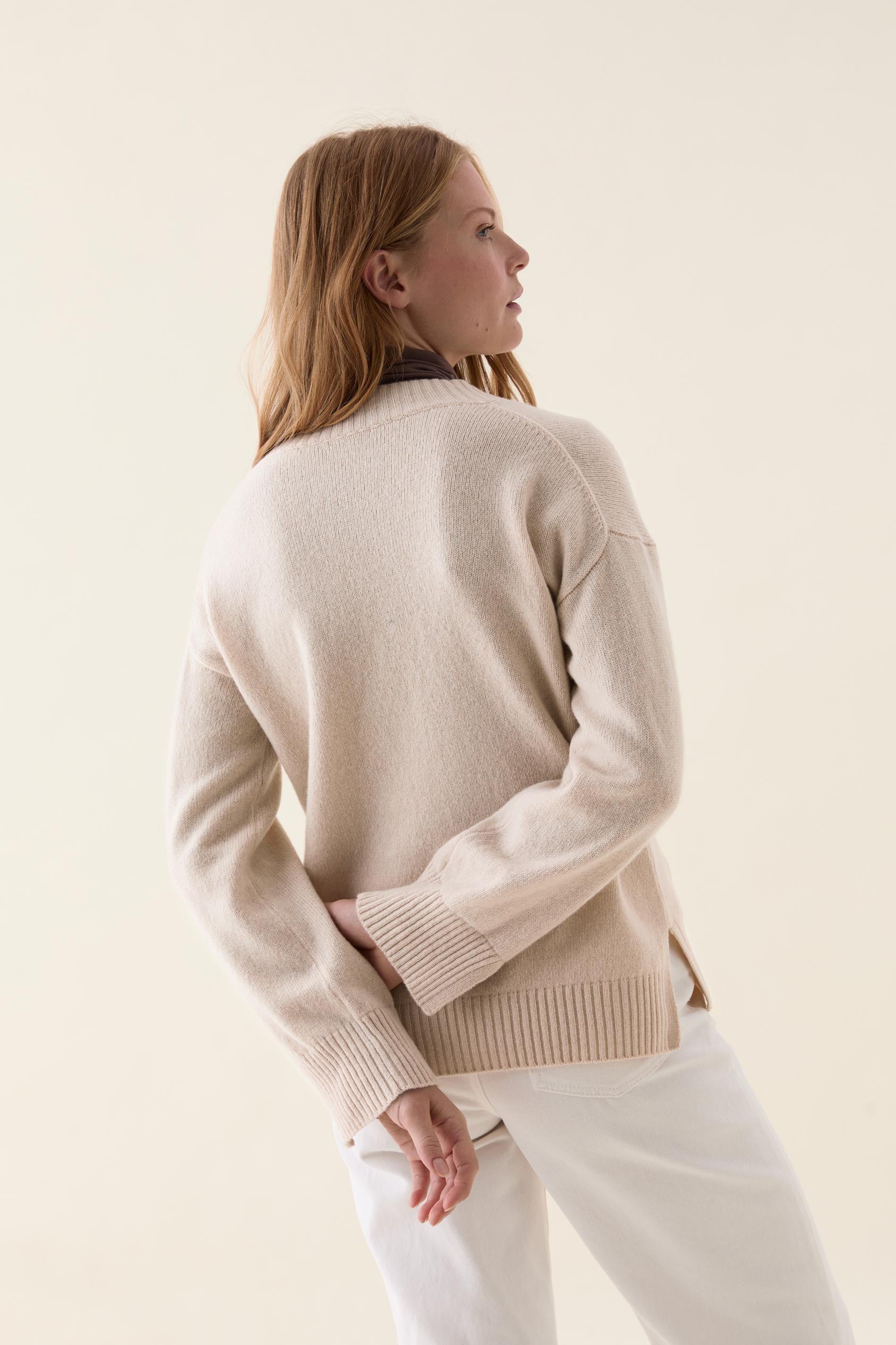 Burwood Ecru V Neck Jumper