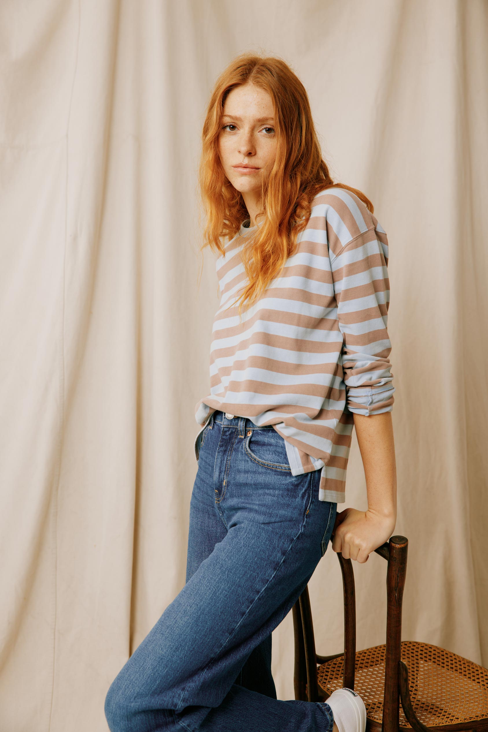 Upgrade your wardrobe with the Colemore Long Sleeve Tee. Crafted for comfort and style, this tee features a chic stripe pattern in sky blue, perfect for any occasion.