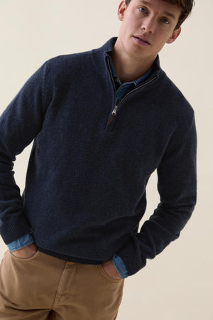 Colesbourne Navy Marl Half Zip Jumper