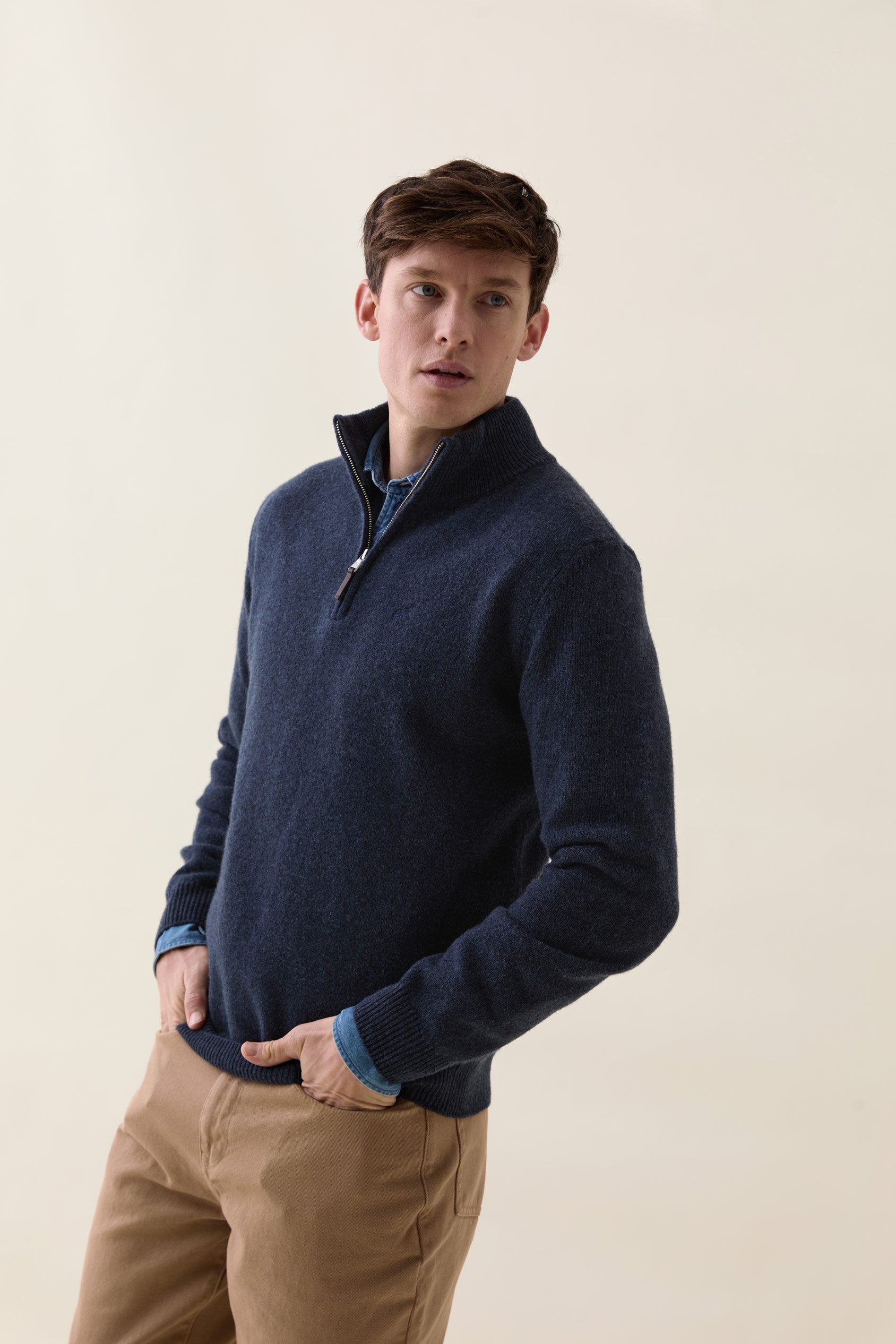 Colesbourne Navy Marl Half Zip Jumper