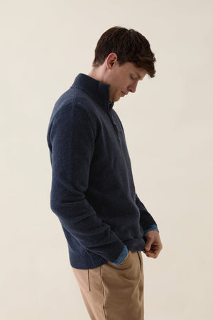 Colesbourne Navy Marl Half Zip Jumper