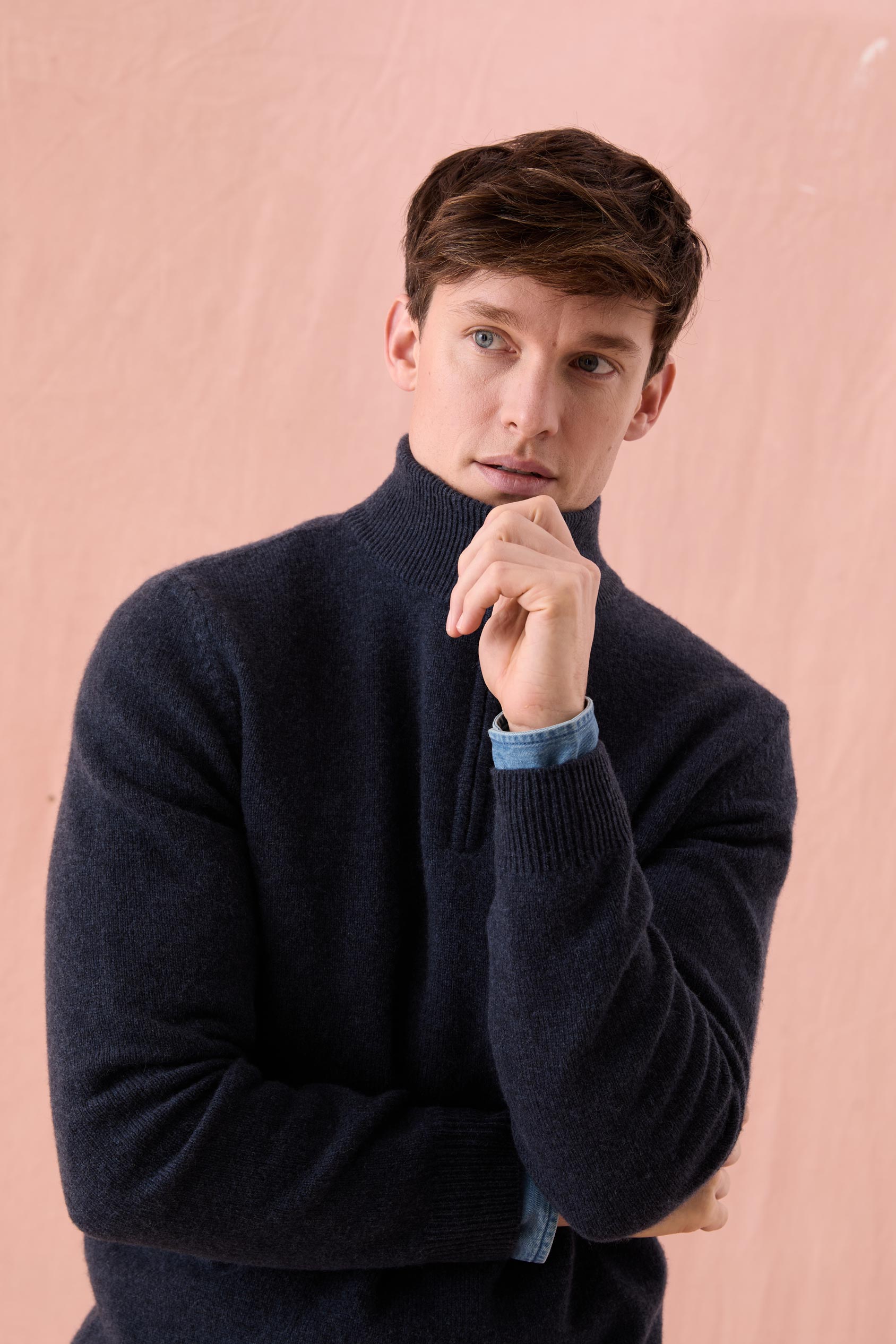 Colesbourne Navy Marl Half Zip Jumper