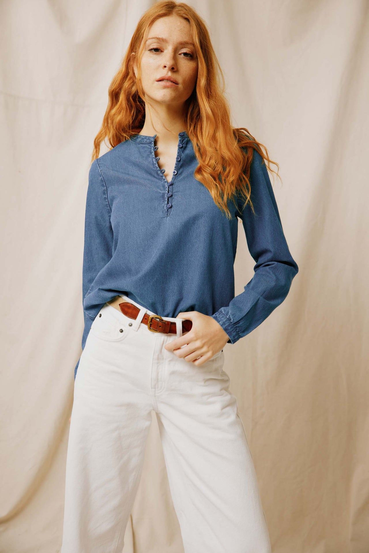 From office to weekend brunches, this denim shirt seamlessly transitions from day to night. Its classic design compliments various styles and outfits, making it the perfect blend of style and comfort.