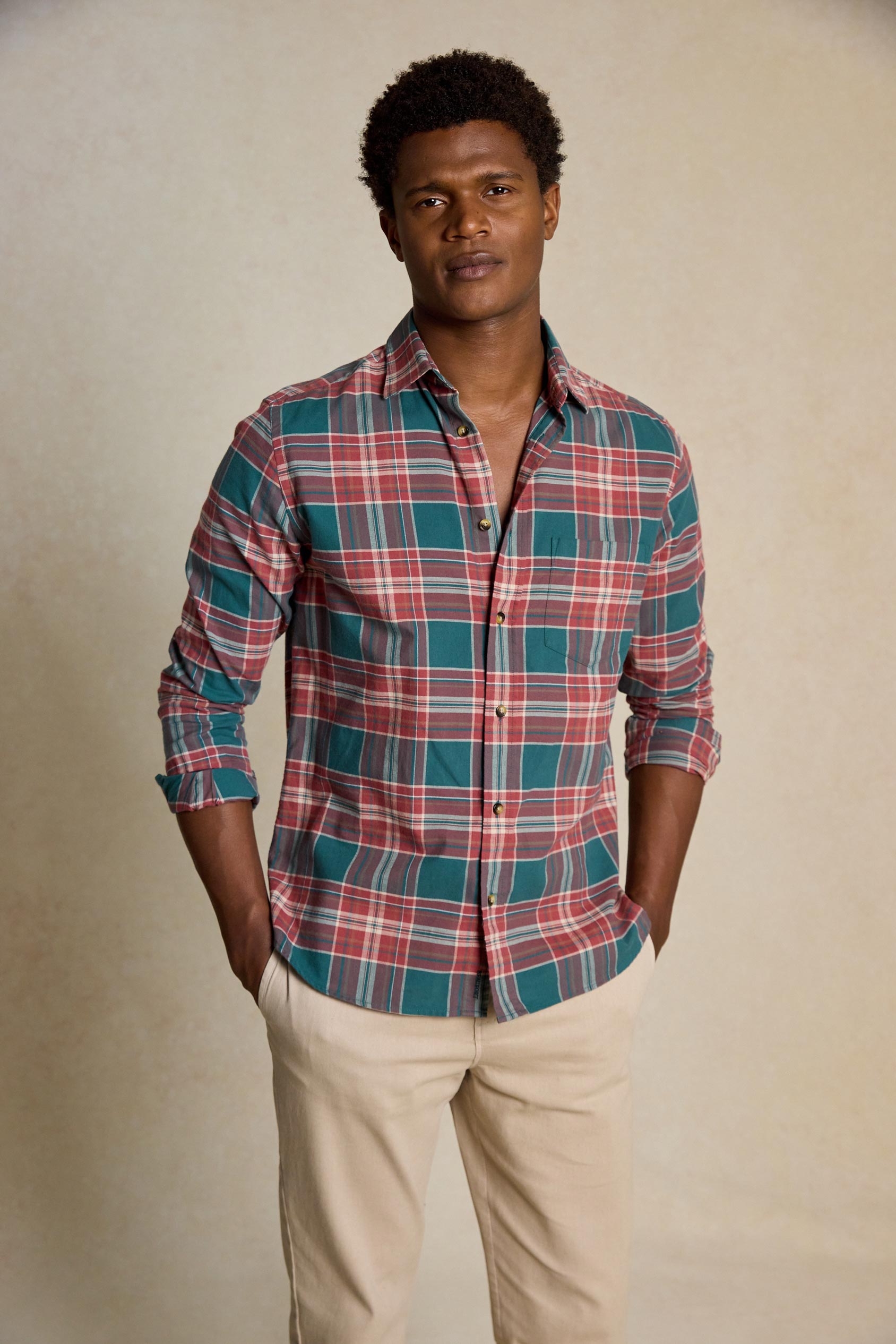 Refresh your wardrobe with the Darwin Green Check Shirt. Made in Portugal, this washed cotton check shirt offers timeless style and superior comfort.