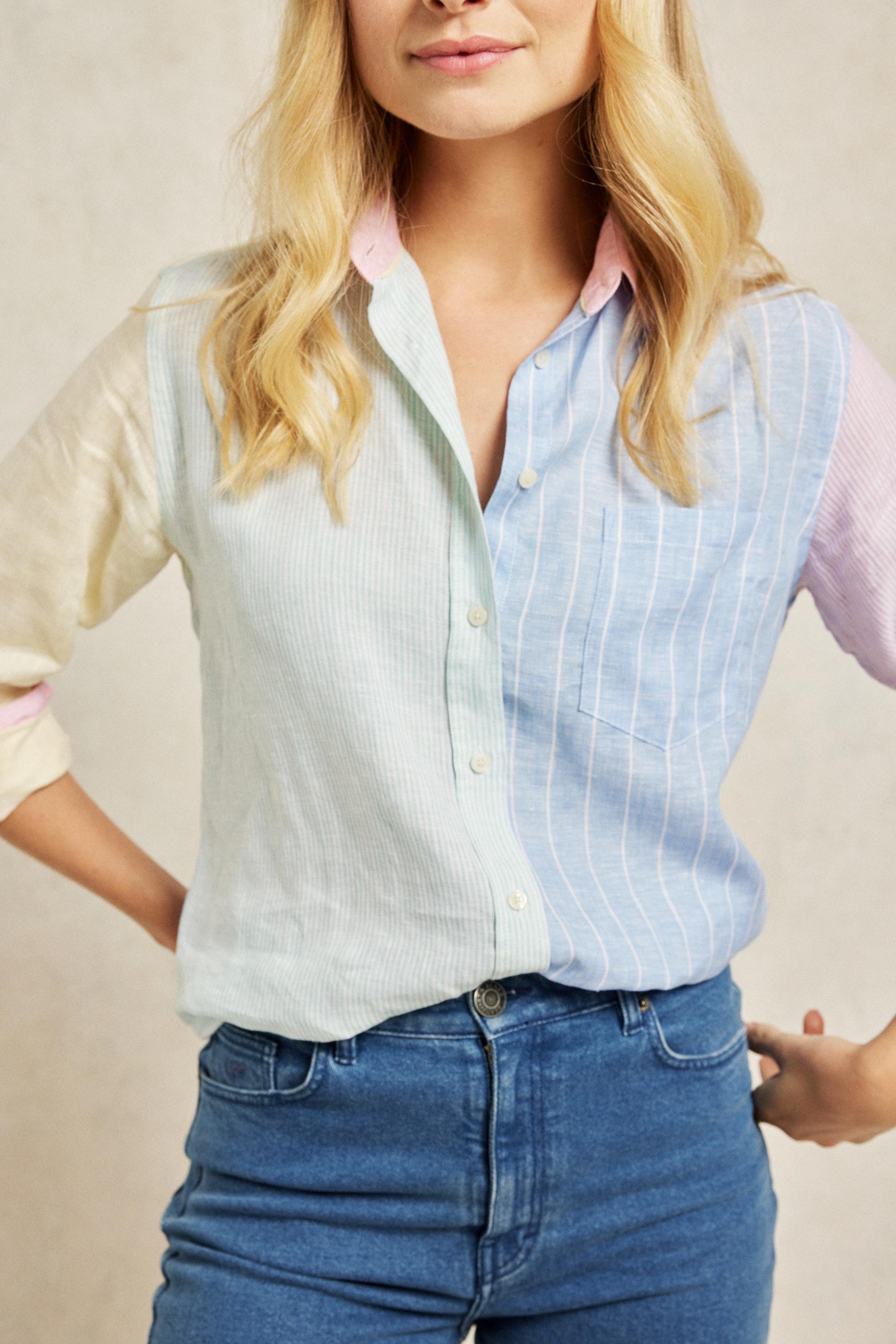 Dewberry Multi Panel Linen Women’s Shirt | Beaufort & Blake