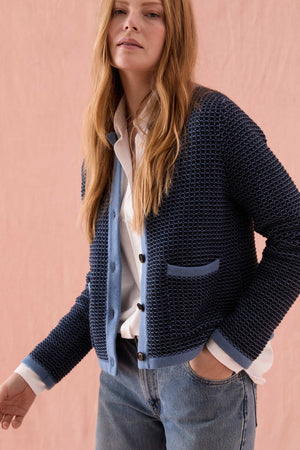 Eridge Multi Blues Knitted Jacket