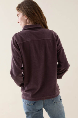 Farley Mauve Cord Half Button Sweat