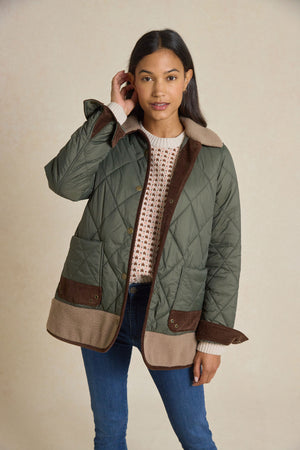 Embrace cooler days with the Filby Khaki Quilted Jacket for women. Stylish, warm and perfect for the Autumn/Winter season. Shop now!