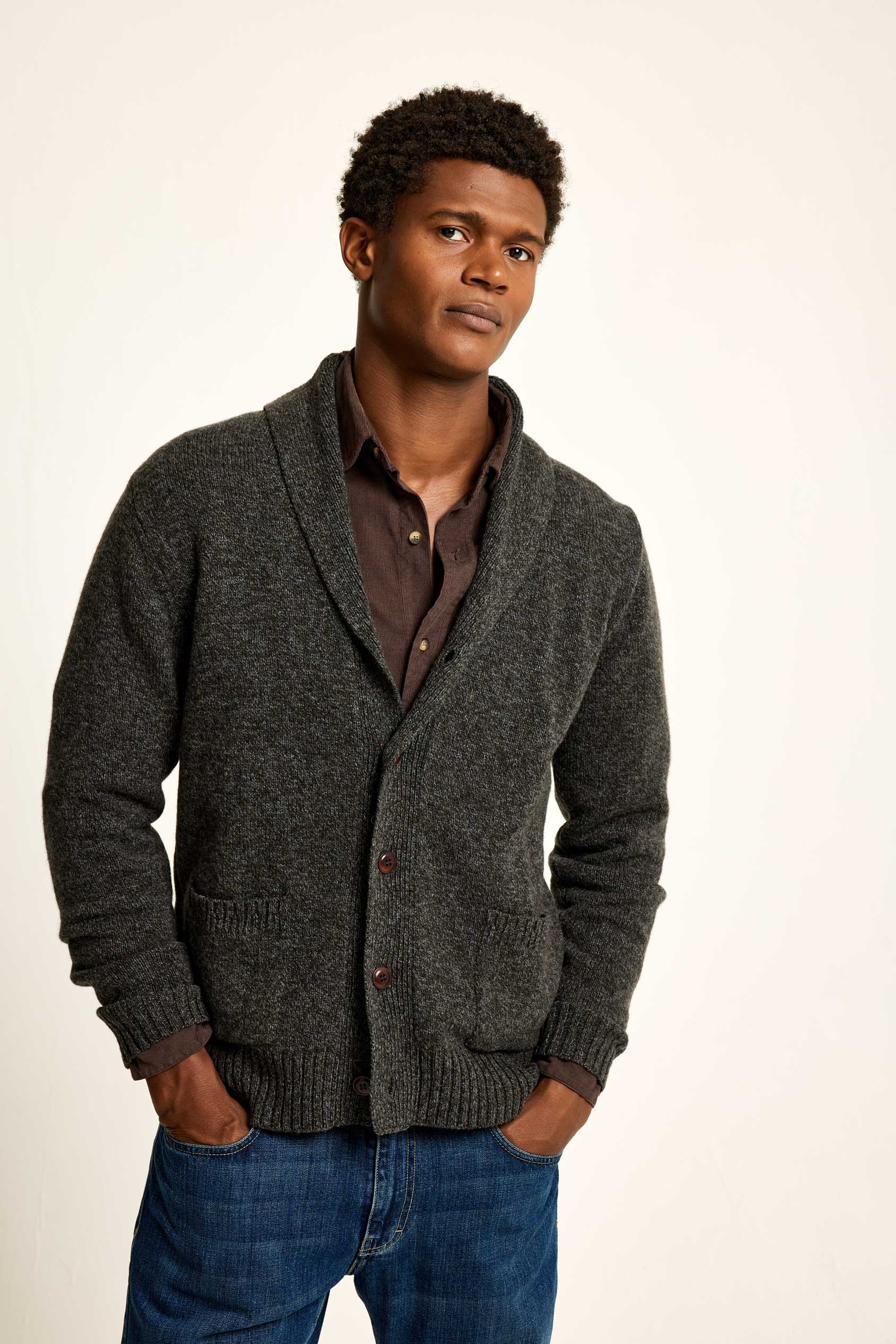 Mens gray shawl outlet collar cardigan