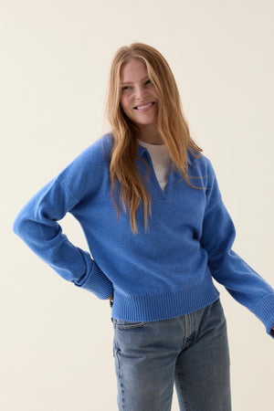 Hale Cornflower Open Collar Jumper