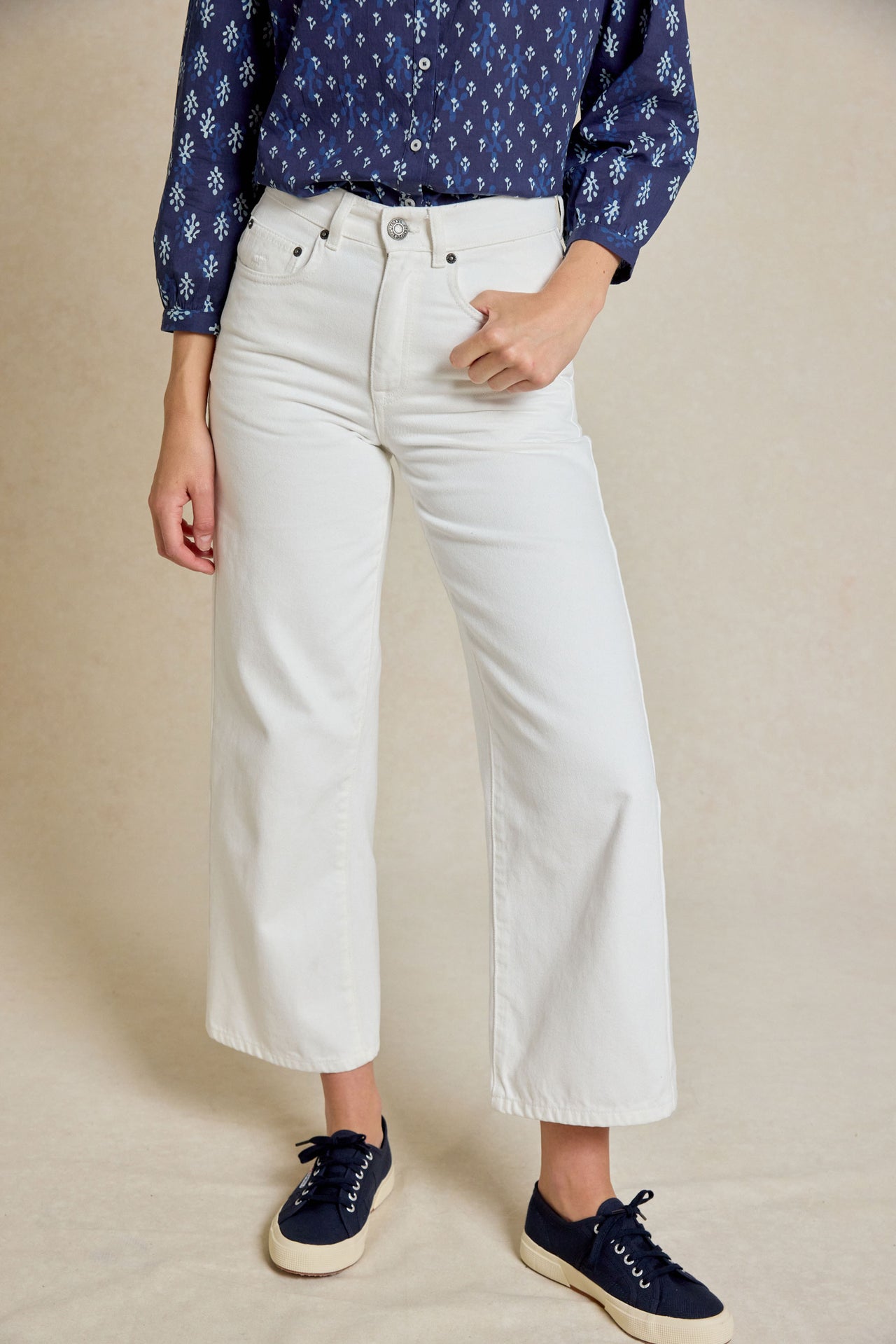 Heaton Ecru Wide Leg Jeans