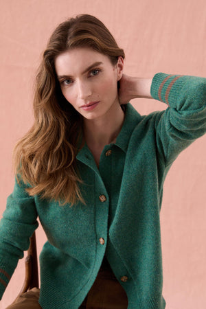 Hellebore Green Collared Cardigan