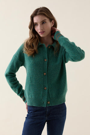 Hellebore Green Collared Cardigan