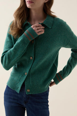 Hellebore Green Collared Cardigan