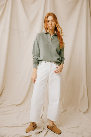 Introducing the stylish Kitcliffe Khaki Half Button sweatshirt for women. Comfortable, versatile, and perfect for casual wear. Elevate your wardrobe with this must-have piece!