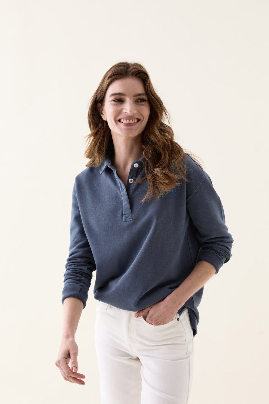 Kittisford Indigo Half Button Sweat