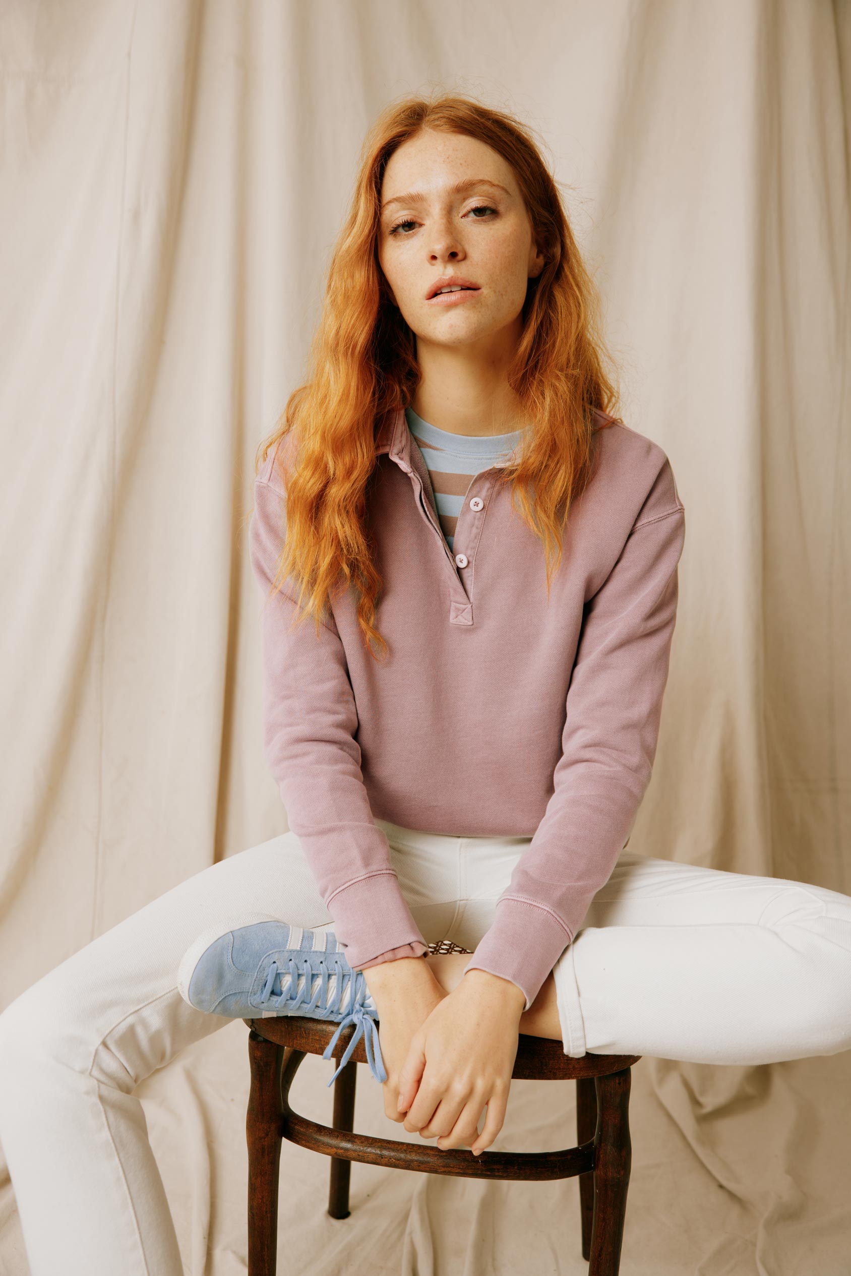 " Upgrade your wardrobe with our Kittisford Mauve Half Button sweat top. Perfect for layering, this stylish and cozy piece adds a touch of elegance to any casual outfit."