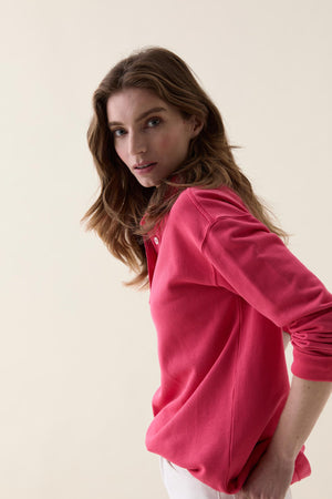 Kittisford Raspberry Half Button Sweat