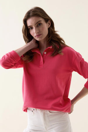 Kittisford Raspberry Half Button Sweat