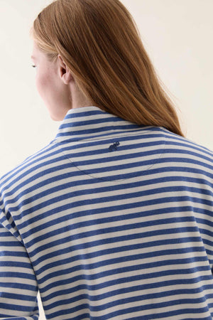 Laleham Blue Stripe Mock Neck Tee