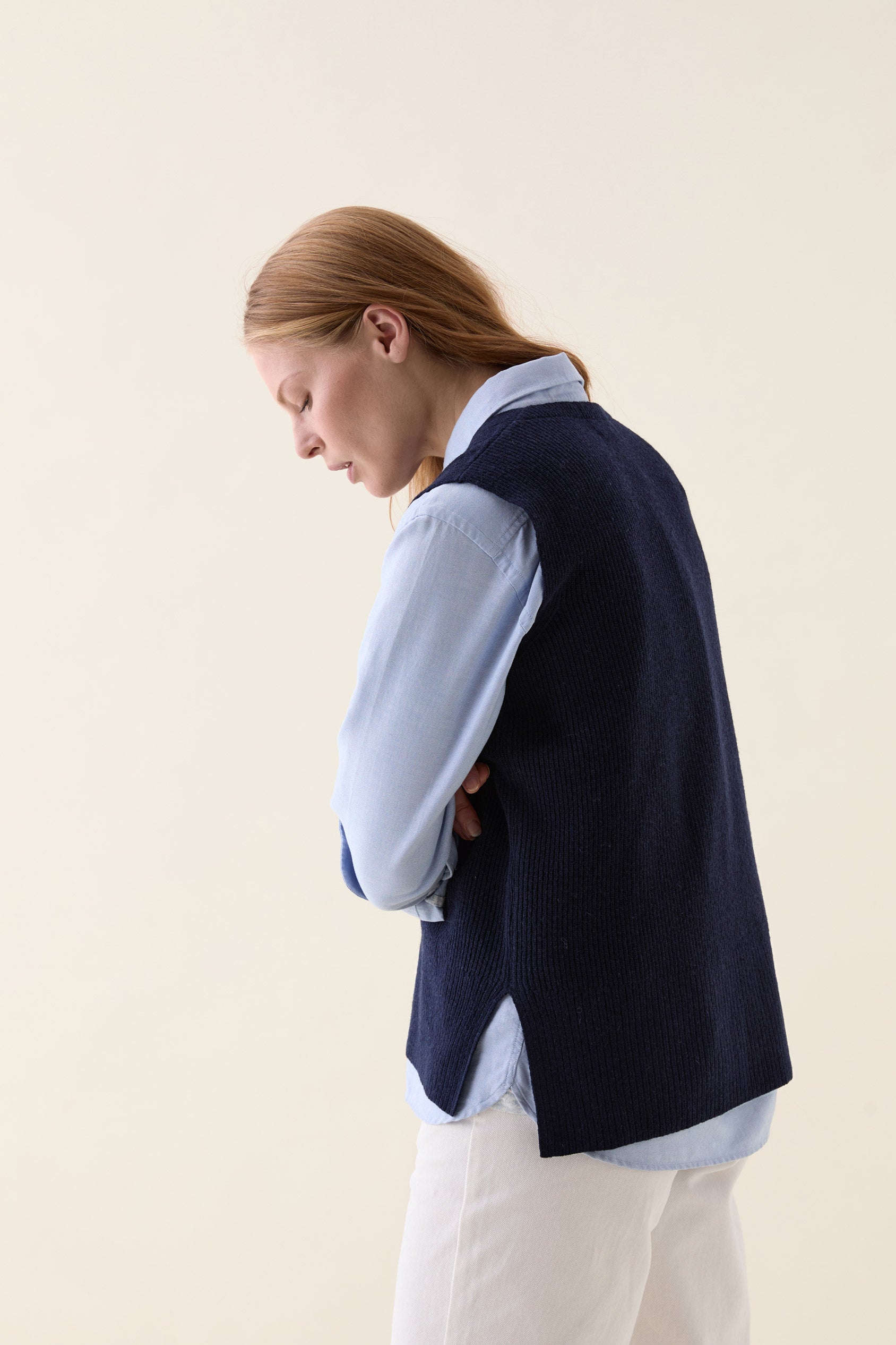 Maybury Ribbed Navy Vest