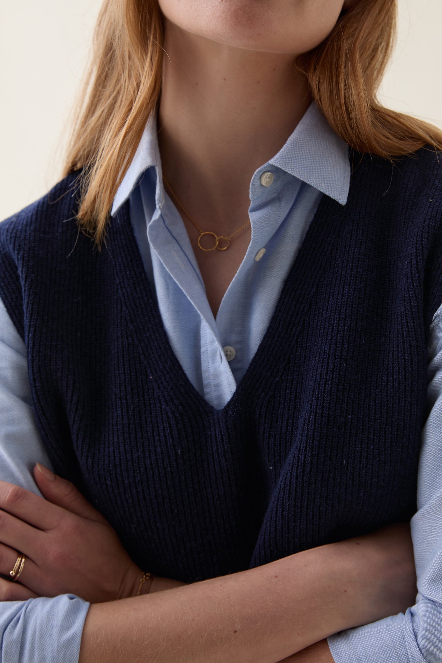 Maybury Ribbed Navy Vest