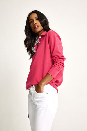 Kittisford Raspberry Half Button Sweat