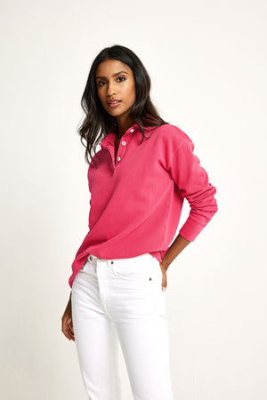 Kittisford Raspberry Half Button Sweat