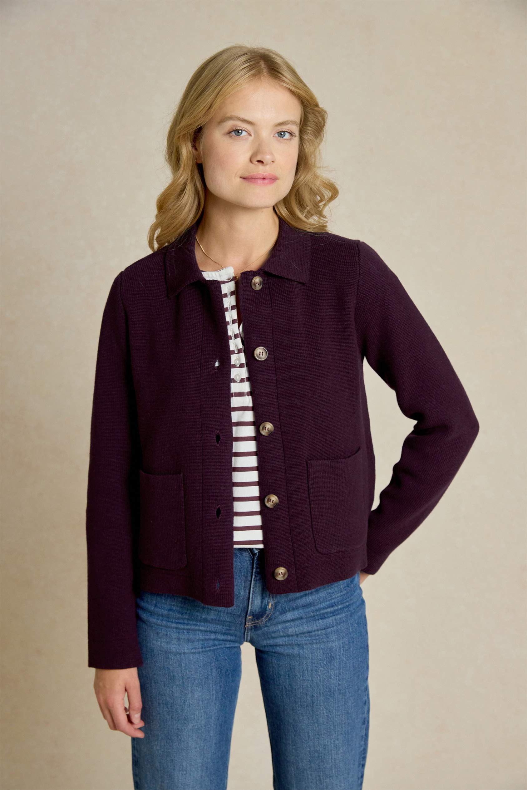 Roslin Plum Knitted Jacket