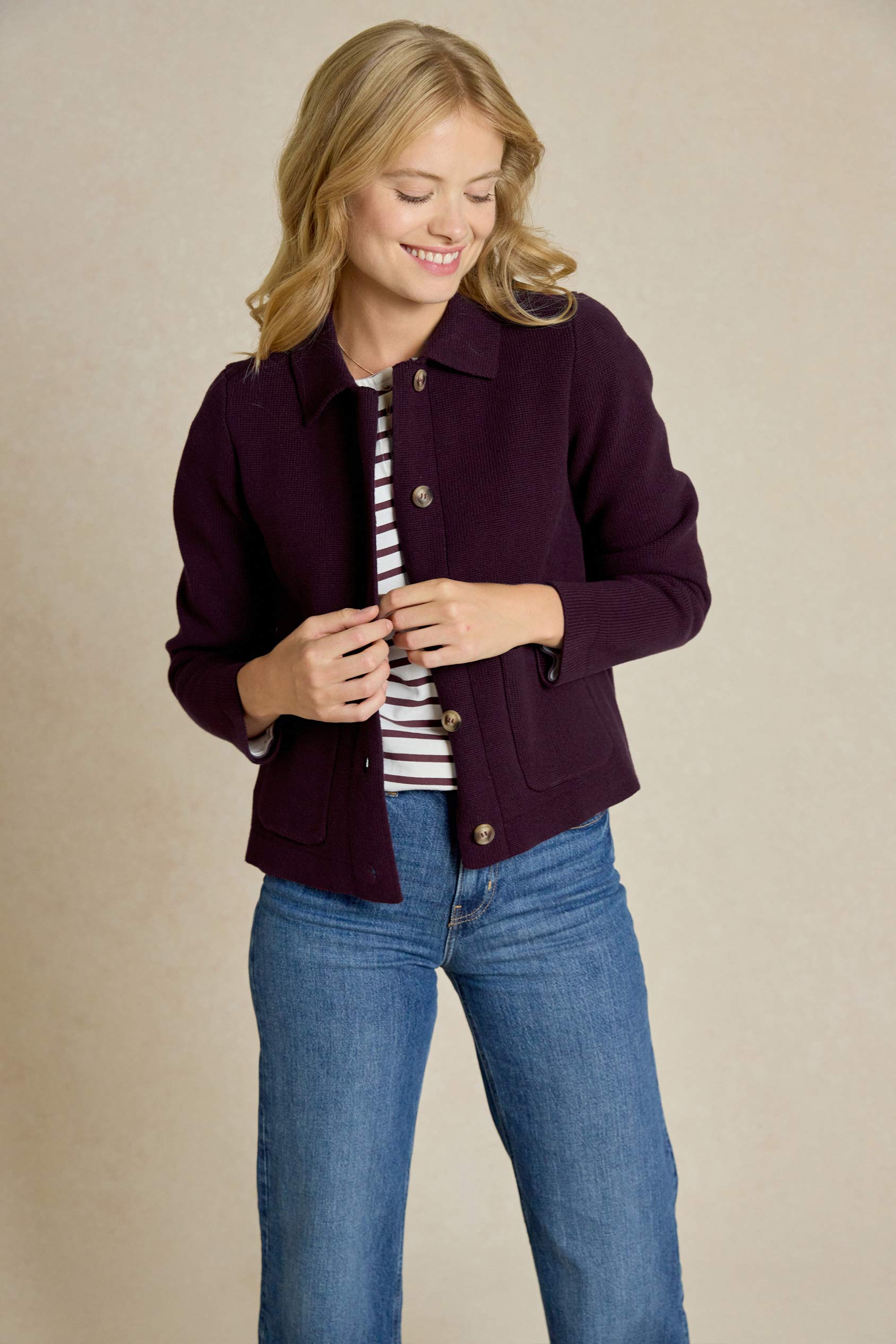 Roslin Plum Knitted Jacket