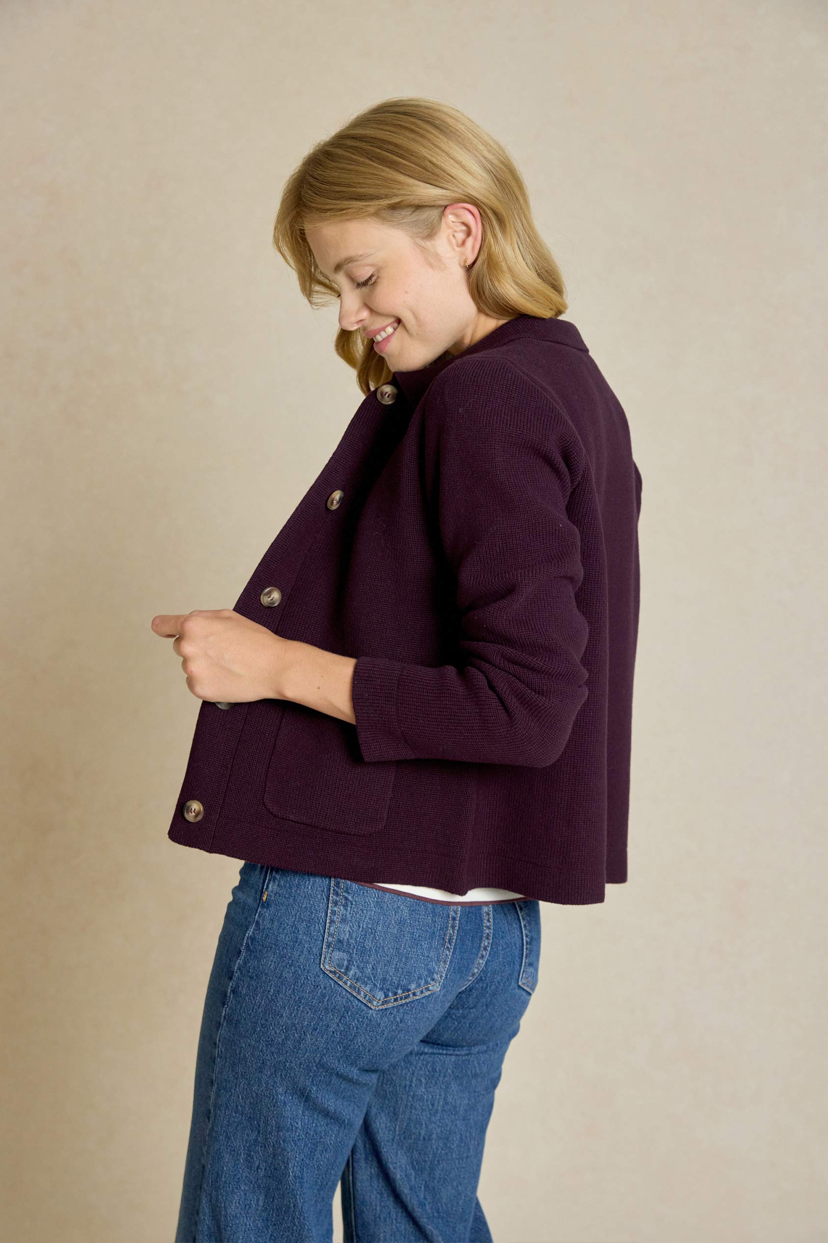 Roslin Plum Knitted Jacket