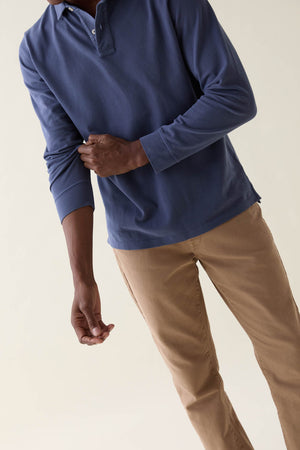 Rye Washed Navy Long Sleeve Polo