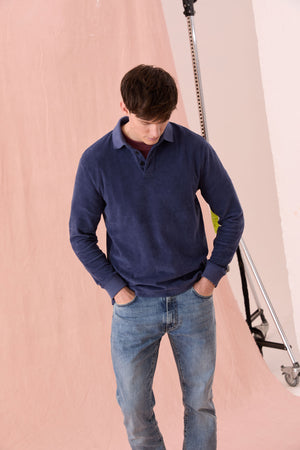 Saltdean Blue Cord Polo Sweat