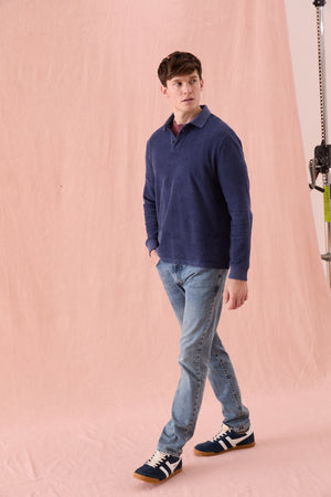 Saltdean Blue Cord Polo Sweat