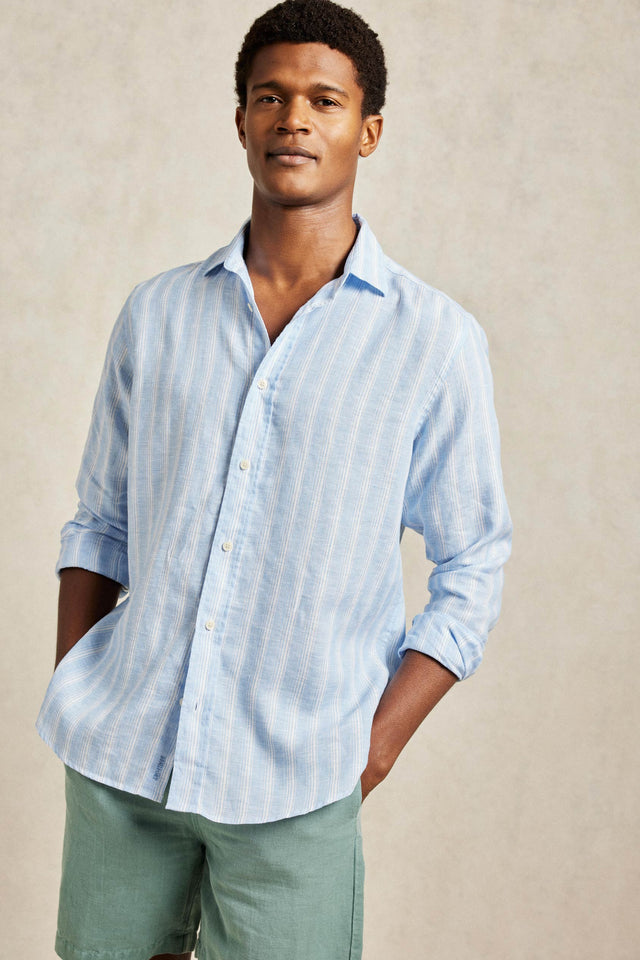 Spindle Sky Stripe Men’s Linen Shirt | Beaufort & Blake