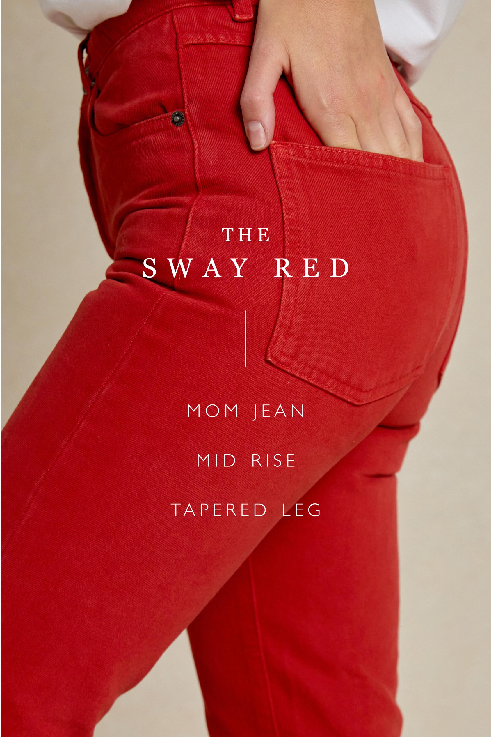 Step up your style with the Sway Red Mom Jeans. Made in Portugal and crafted from 100% cotton, these non-stretch denim mom jeans offer the perfect fit mixed with timeless style.