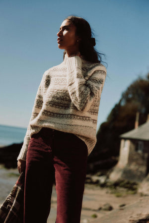 Stay cosy this Autumn/Winter in our Winford Reverse Fair Isle Knitted Jumper. Featuring a stylish mock neck and unique reverse design for ultimate style and warmth.