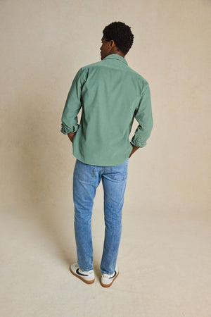 Explore our Wyck Khaki Cord Shirt. Garment-dyed for unique gentle fading and subtle color variations, this shirt offers a distinctive and stylish look - perfect for everyday wear.